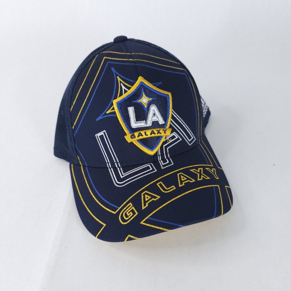 LA Galaxy Hat Cap Fitted Mens Large XL MLS Soccer Trucker Mesh Adidas